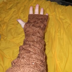 BURN ORANGE Crocheted Fingerless Gloves